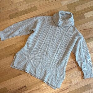 Gray Cashmere Turtleneck Sweater